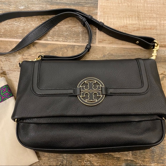 Tory Burch Handbags - Tory Burch Amanda Fold-Over Messenger Bag Black